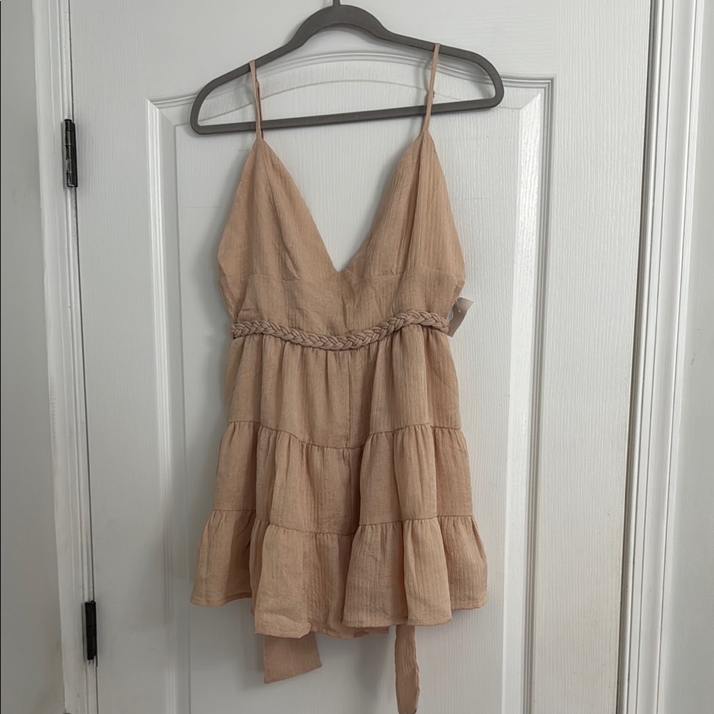 Elegant Tan Mini Dress